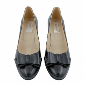 Pantofi dama eleganti, piele naturala, funda, toc mediu gros striati, negru, Sandali