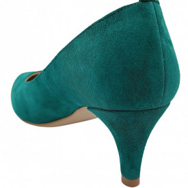 Pantofi dama, stiletto, piele naturala velur, toc cui, verde, SANDALI