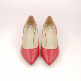Pantofi dama eleganti, stiletto, piele naturala, toc cui, rosu, Sandali