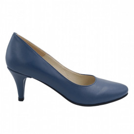 Pantofi dama eleganti, piele naturala box, toc cui, albastru. SANDALI