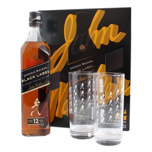 Johnnie Walker Black Label 12 ani Cutie+2 Pahare 0.7L