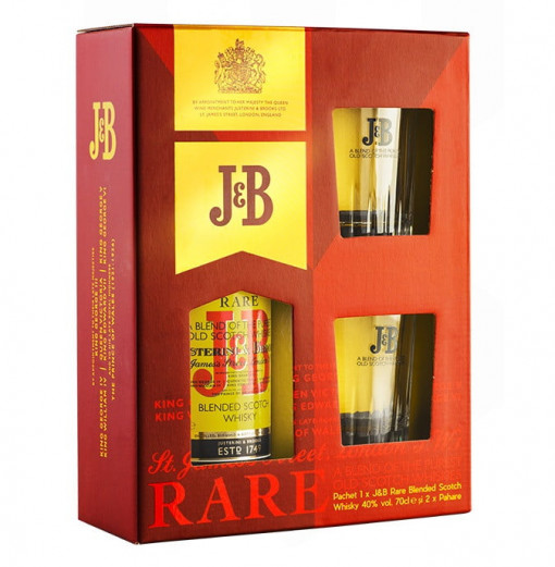 Whisky J&B Rare Cutie +2 Pahare 0.7L