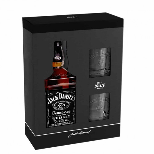 Whiskey Jack Daniel's Tennessee Gift Box + 2 Pahare 0.7L