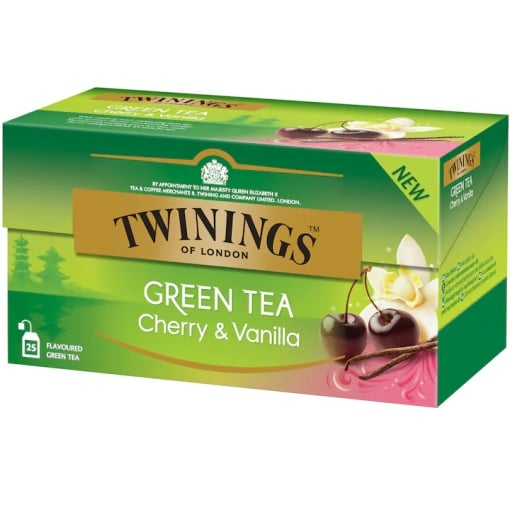 Ceai verde cu aroma de Cirese si Vanilie Twinings 25 plicuri x 1.7 g