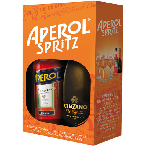 Pachet Aperol Spritz 0.7L+ Prosecco Cinzano To Spritz 0.75L