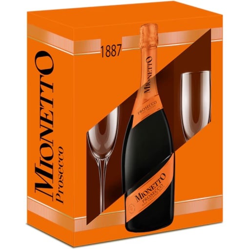 Pachet Spumant Mionetto Prosecco D.O.C. Orange 0.75L + 2 pahare