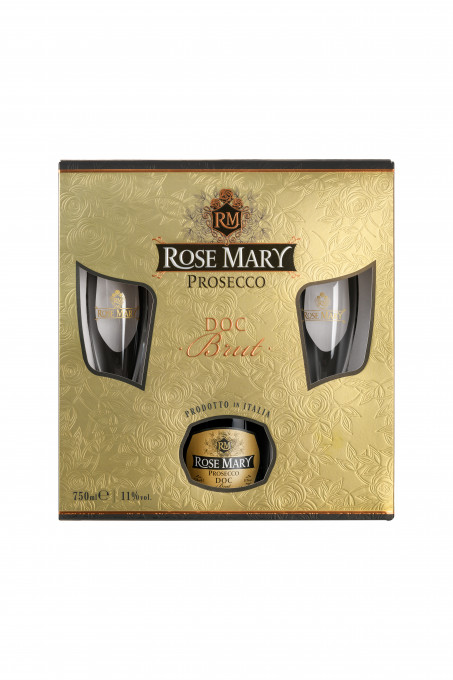 Rose Mary Prosecco Brut Alb + 2 Pahare 0.75L 11%