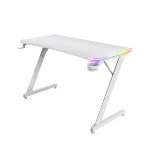 Birou gaming Trust GXT 709W Luminus, iluminare RGB, greutate 15.5 kg, greutate maxima 150 kg, alb