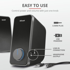 Boxe Stereo Trust Arys 2.0 Speaker Set, 28W, negru - Img 3
