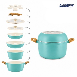 SET 8 PIESE DIN ALUMINIU FORJAT MARBELLA TURQUISE, COOKING BY HEINNER