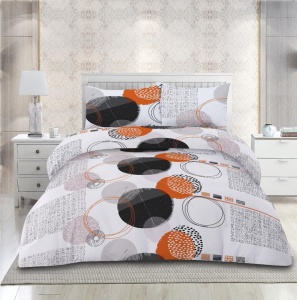 Set de pat din microfibra, 4 piese, King Size, Orange