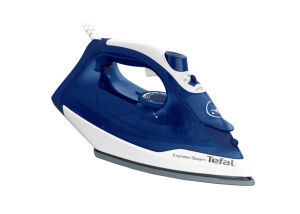 Fier de calcat Tefal Express Steam FV2838E0, 2400W, jet de abur 180 g/min, abur variabil 0-40 g/min, 270 ml, functie anticalcar, alb/albastru