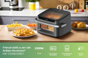 FRITEUZA DUBLA CU AER CALD HEINNER AirBake Revolution HAF-C10DB22GREY - Img 12