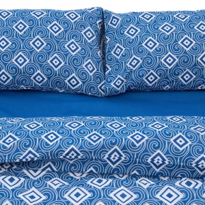 Lenjerie dubla 100% bumbac 4 piese, Blu - Img 3