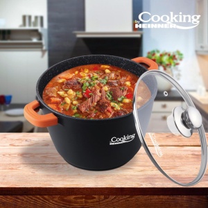 OALA ALUMINIU TURNAT+CAPAC, 28 cm x 20 cm , 10 L, DARK LINE, COOKING BY HEINNER - Img 3