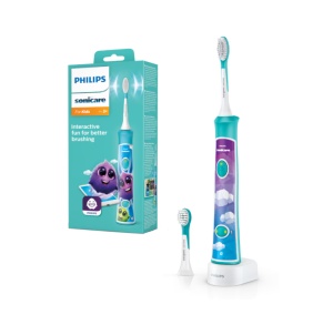 Periuta de dinti electrica pentru copii PHILIPS Sonicare For Kids HX6322/04, 62000 miscari/min, 2 programe, 2 capete, Albastru, L x A x I (mm) 110x64x220