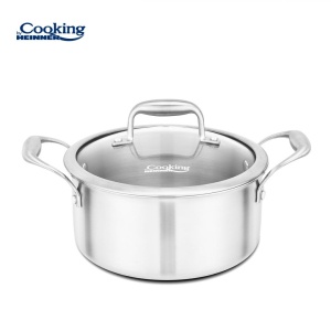 SEMIOALA INOX+CAPAC STICLA 24x12CM, 5L, ATOMIC3, COOKING BY HEINNER
