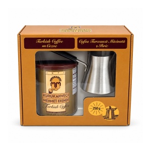 Set Cafea Mehmet Efendi Măcinată Turcească 250g + Ibric Cadou