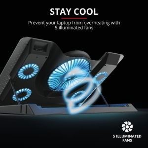 Stand/Cooler notebook Trust GXT 1125 Quno, max 17.3 inch, 5 ventilatoare, suport de telefon detasabil - Img 6