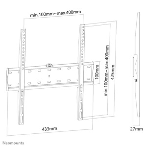 Suport TV de perete, Neomounts by Newstar FPMA-W300BLACK, Fix, 32"- 55", VESA 400x400mm, suporta pana la 40kg, negru - Img 3