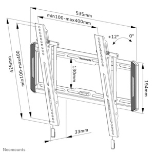Suport TV de perete, Neomounts by Newstar WL35-550BL14, Fix, 24"- 55", VESA 400x400mm, suporta pana la 60kg, negru - Img 3