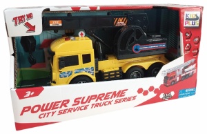 VEHICULE CU LUMINI, SUNETE SI FRICTIUNE, SCARA 1/14, 27CM, MACARA GALBENA - Img 2