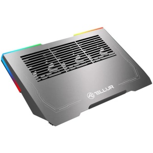Cooler laptop Tellur Shade, pentru laptpori cu dimensiunea de 17", 3 ventilatoare, conexiune USB-A sau USB-C plug and play, iluminare RGB LED, gri - Img 1