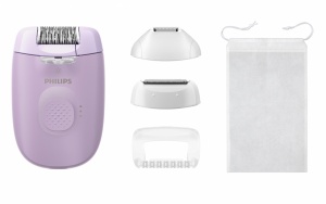 Epilator PHILIPS Seria 4000 BRE257/00, 2 setari de viteza, Cap de epilare lavabil, 4 accesorii, Lila, L x A x I (mm) 50x120x145
