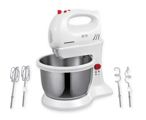 Mixer cu bol Heinner HMBR-300W, Bol rotativ din inox, capacitate: 3.4 L putere: 300W, 5 viteze+Turbo, buton de blocare, accesorii: palete pentru framantare si teluri din inox - Img 2