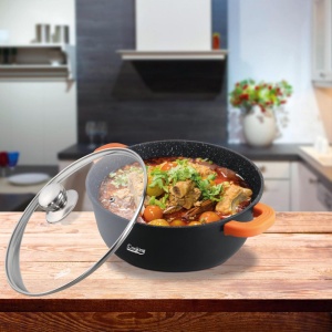 SEMIOALA ALUMINIU TURNAT+CAPAC , 24 cm x 11.5 cm , 4.4 L, DARK LINE, COOKING BY HEINNER - Img 2
