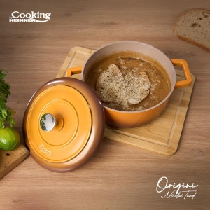 SEMIOALA ALUMINIU TURNAT + CAPAC 24x12 CM,3.9L, NICOLAI TAND, ORIGINI, COOKING BY HEINNER - Img 6