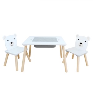 Set masuta si 2 scaune, cu spatiu de activitati, Bear, U-Grow