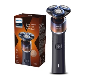 Aparat de ras PHILIPS Seria 5000 X5012/00, barbierit umed/uscat, tehnologie SkinProtect, capete flexibile 360, 50 de min, lame ComfortCut, Crom/Portocaliu