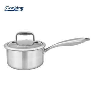 CASEROLA INOX+CAPAC STICLA 16x8.5CM,1.6L, ATOMIC3, COOKING BY HEINNER