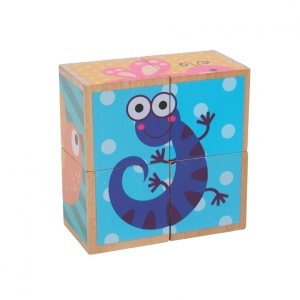 PUZZLE DIN LEMN CU ANIMALE, 4 PIESE, MOMKI - Img 3