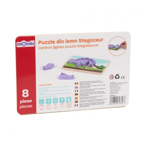 PUZZLE DIN LEMN STEGOZAUR, 8 PIESE, MOMKI - Img 3