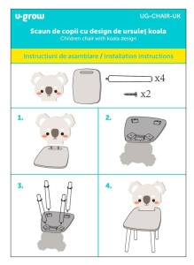 Scaun copii, MDF,design ursulet koala, U-Grow - Img 3