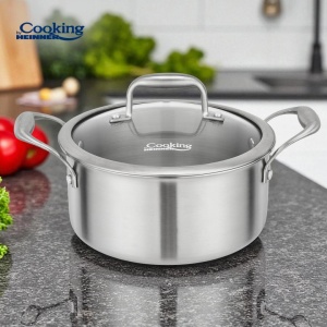 SEMIOALA INOX+CAPAC STICLA 20x10CM, 2.8L, ATOMIC3, COOKING BY HEINNER - Img 5