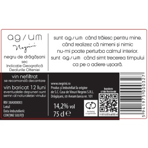 Vin Negrini Muga Negru De Dragasani Rosu Sec 0.75L - Img 3