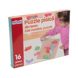 PUZZLE DIN LEMN, PISICA, 16 PIESE, MOMKI - Img 3