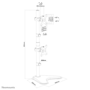 Suport Monitor de Birou Dual, Neomounts by Newstar FPMA-D550DDVBLACK, 10" - 32", VESA 100x100, suporta pana la 8kg, negru - Img 2