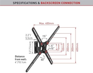 Suport TV de perete, Barkan BM320, Fix, 13"- 65", VESA 400 x 400 mm, suporta pana la 40kg, negru - Img 2