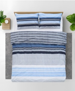 Lenjerie dubla,100% bumbac,4 piese, Azul - Img 3