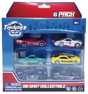 MACHETA DIE CAST, SET 6 MASINI CURSE, SCARA 1/64, 7.5CM, DIVERSE MODELE SI CULORI- PORTOCALIU, GALBEN, BLEU, GRI, ALBASTRU, ALB, NEGRU - Img 4