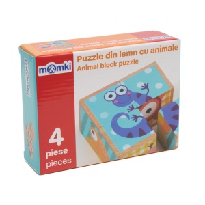 PUZZLE DIN LEMN CU ANIMALE, 4 PIESE, MOMKI - Img 4