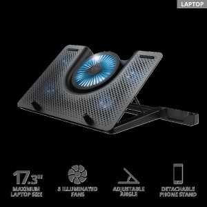 Stand/Cooler notebook Trust GXT 1125 Quno, max 17.3 inch, 5 ventilatoare, suport de telefon detasabil - Img 1