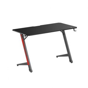 BIROU GAMING SERIOUX RAZOR Material: MDF și melamină, plastic, oțel Dimensiuni 1200x600x750mm Dimensiuni blat (LxlxA) 1200x600x15mm Greutate suportata 75kg Iluminare ambientală LED cu gradient multicolor Culoare: Negru și negru mat, negru și roșu mat - Img 1