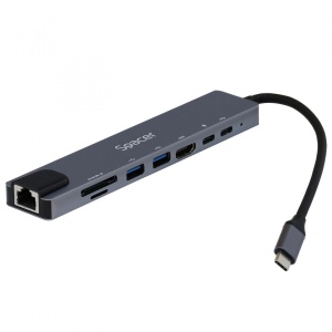 Docking station SPACER SPDS-TYPEC-CHUPSG-8IN1, USB Type-C, 87W, Gri, 2 ani Garantie