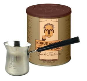 Set Cafea Mehmet Efendi Măcinată Turcească 250g + Ibric Cadou