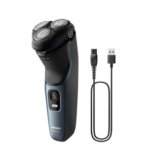 Aparat de ras PHILIPS Shaver Seria 3000 S3144/00, Barbierit umed şi uscat, Fara fir, Capete 5D pivotante si flexibile, Lame autoascutire, 60 min, Capac de protectie, Albastru intens, L x A x I (mm) 140x80x190 - Img 2